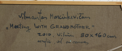 Vilmantas Marcinkevičius | Meeting with grandmother, 2010 | Oil, acrylic on canvas, 80x160