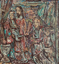 Load image into Gallery viewer, Antanas Martinaitis&lt;br&gt;Kompozicija su Dievukais, 1985&lt;br&gt;Aliejus, kartonas, 52x49 (83x80)