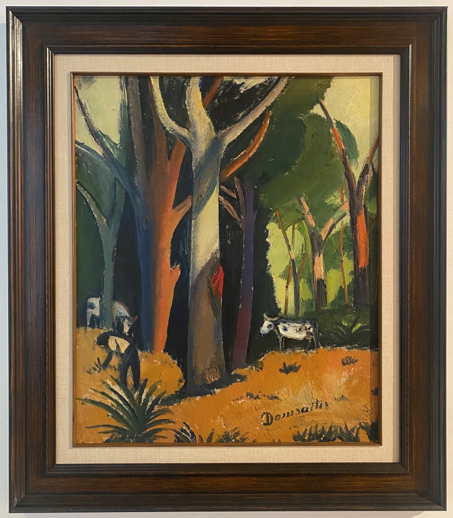 Pranas Domšaitis | Forest Genadendale, 1961 | Oil on cardboard, 60x50 (78x68)