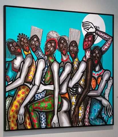 OBOU GBAIS (Ivory Coast) | WiFi ou Huite Filles, 2021 | Acrylic on canvas, 180x205