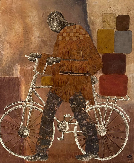 AMADOU OPA BATHILY (Mali) | Bicycle, 2019 | Mixed media, canvas, 90x80 (100x90)