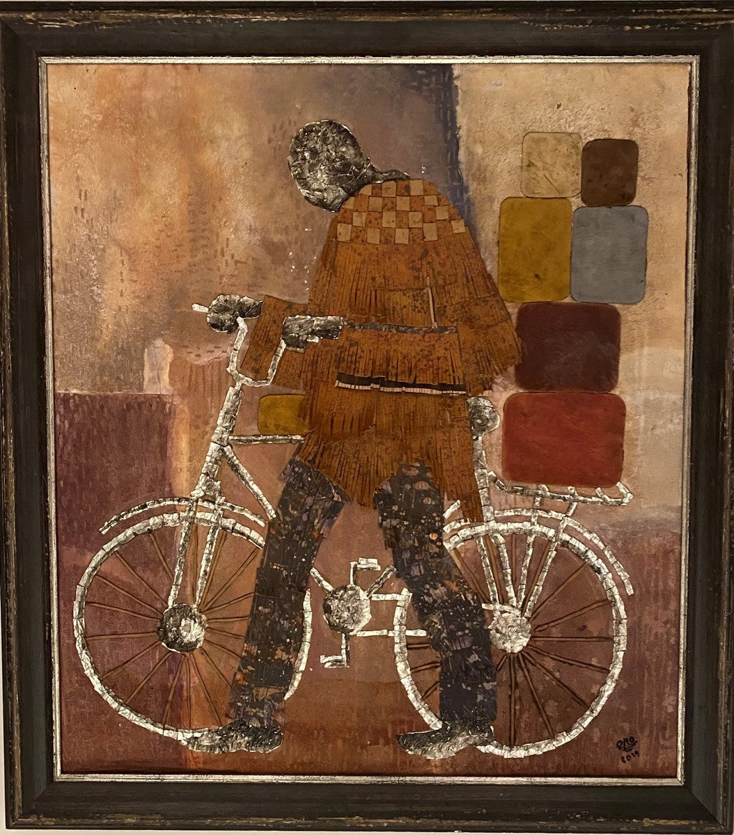 AMADOU OPA BATHILY (Malis) | Bicycle, 2019 | Mišri technika, drobė 90x80 (100x90)