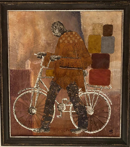 AMADOU OPA BATHILY (Malis)<br>Bicycle, 2019<br>Mišri technika, drobė 90x80 (100x90)