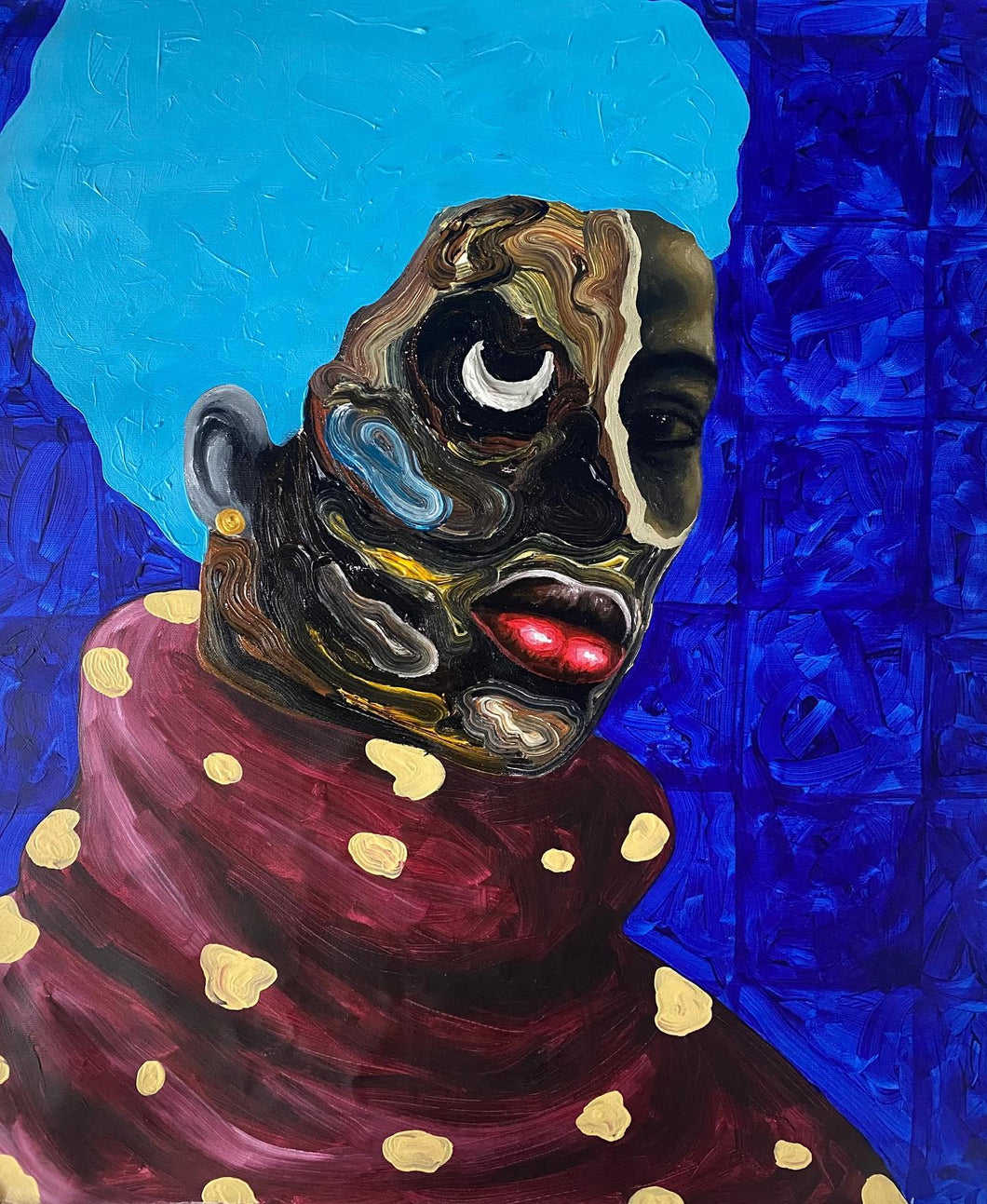 PABI DANIEL (Gana)<br>Untitled, 2022<br>Aliejus, akrilas, drobė, 68x58