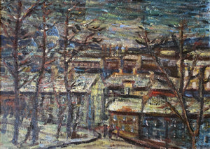 Viktoras Petravičius<br>Kauno panorama nuo Žaliakalnio, 1942<br>Drobė, aliejus, 64x88,5