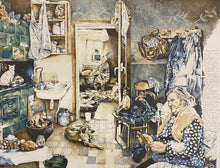 Load image into Gallery viewer, Audrius Puipa&lt;br&gt; Mano šeimininkės virtuvė, 1987&lt;br&gt; Spalvota litografija, 39x49
