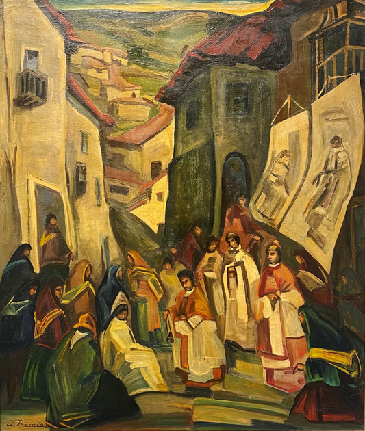 Jonas Rimša | The Procession, 1943-1951 | Oil on canvas, 89x74 (113x98)