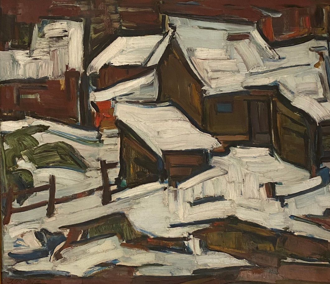 Jonas Rimša<br>Žiema Bariločėje, 1954 m.<br> Aliejus, drobė, 60x69 (76x85)