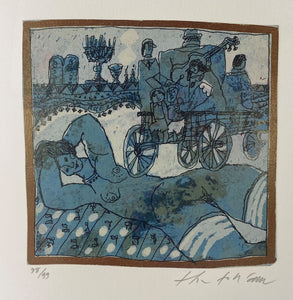 Theo Tobiasse<br>Lumière traversée par la music du Sinaï, Iš rinkinio La fête de Riwka, 1989<br>Litografija, 98/99