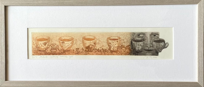 Nijolė Šaltenytė<br>Arbata septintą valandą ryto, 2004<br>Popierius ofortas, 7x36 (22,5x51,5)