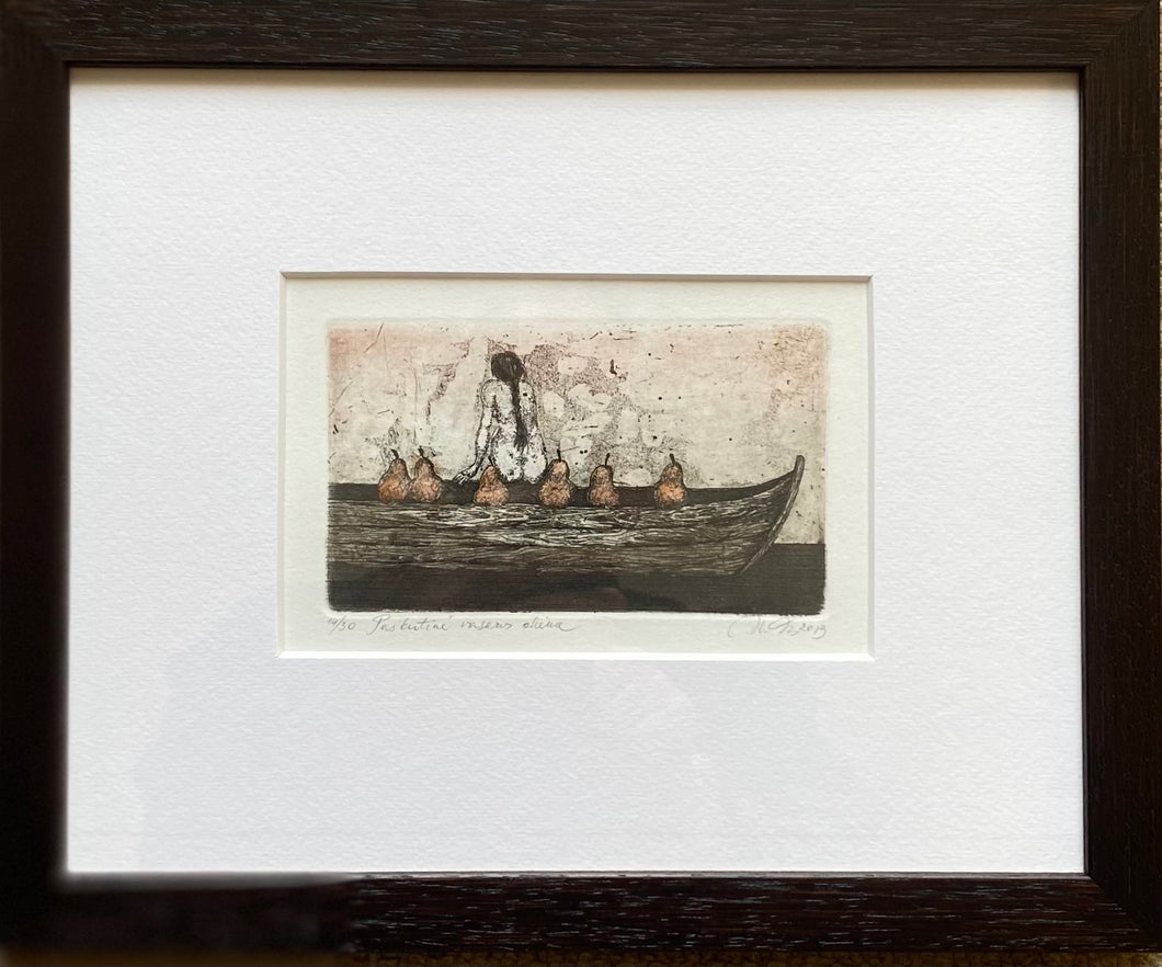 Nijolė Šaltenytė<br>Paskutinė vasaros diena, 2013<br>Popierius ofortas, 14/30, 8x13,5 (25x30,5)