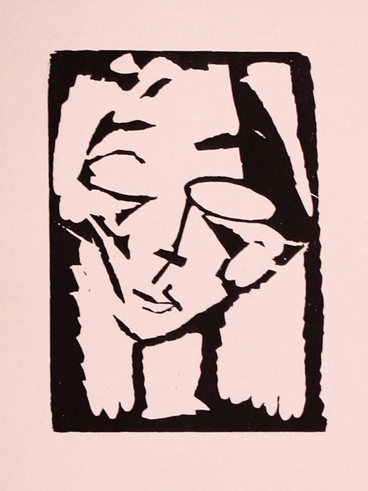 Lasar Segall<br>Tuščios akys / Cabeça de olhos vazios, 1922<br>Ksilografija, 12x9 (28x26)