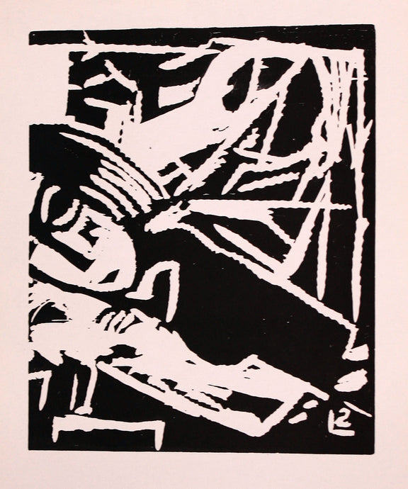 Lasar Segall<br>Figura deitada / Meluojanti figūra, 1919<br>Ksilografija, 24x20 (38x34)