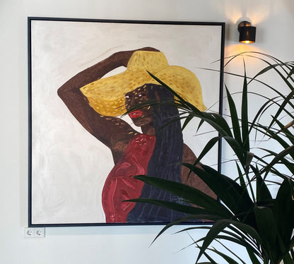 Samuel Sowatey (Ghana) | Lady with Hat 2022 | Acrylic on canvas, 152x142 (158 x 148)