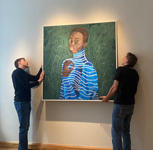 Load image into Gallery viewer, SAMUEL SOWATEY (Ghana)&lt;br&gt;Blue Stripes, 2022&lt;br&gt;Akrilas, drobė, 140×140