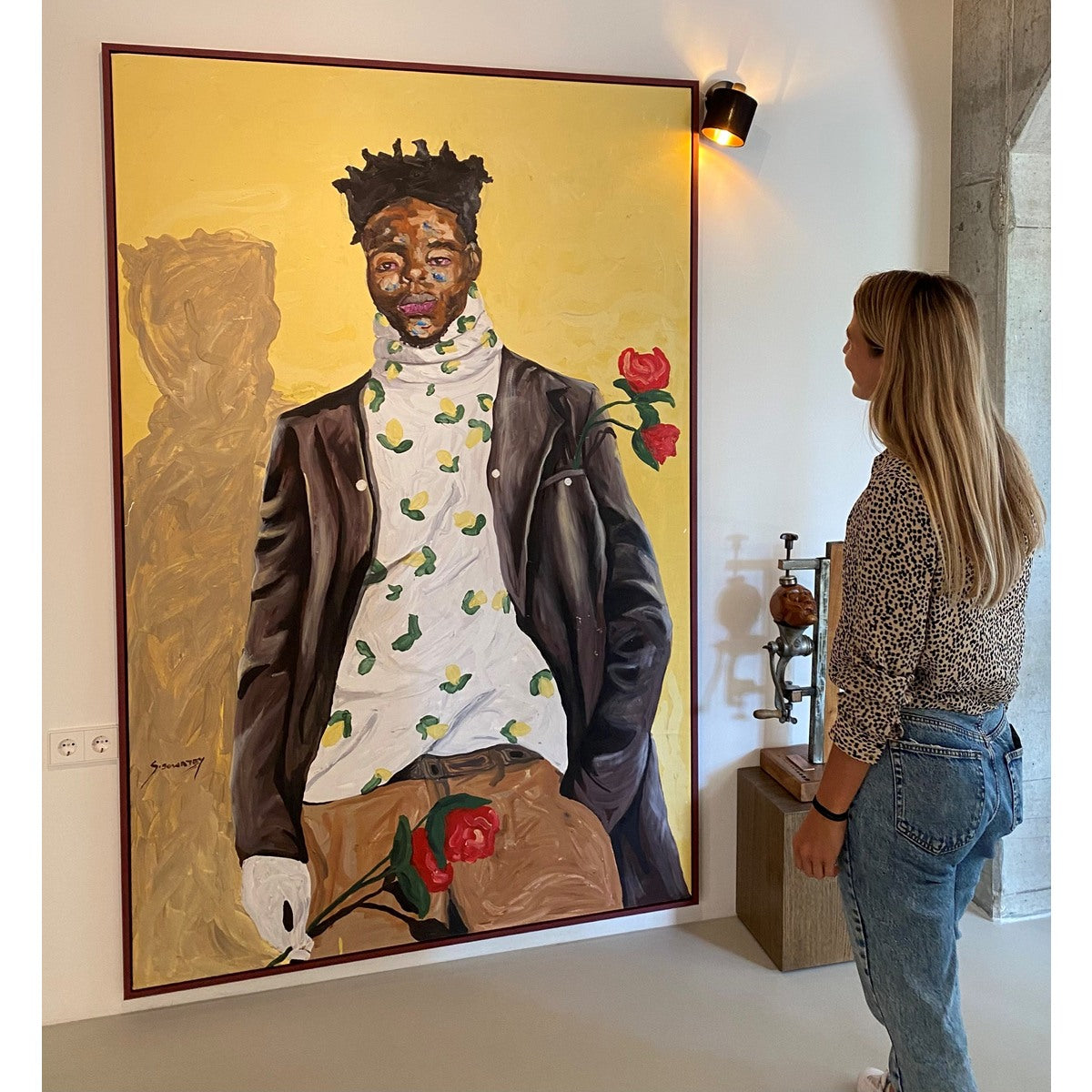 Samuel Sowatey (Ghana) | Red Roses, 2021 | Akrilas, drobė, 217 x 140 ( 223 x 146)