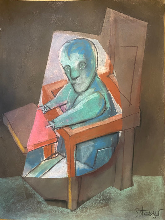 Stasys Eidrigevičius | Chair / Krzesło, 2021 | Pastel on paper, 64x49 (78x63)