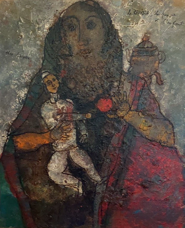 Theo Tobiasse<br>Le Tsaddik, La Pomme et l’Infant<br>Drobė, aliejus, 65x55