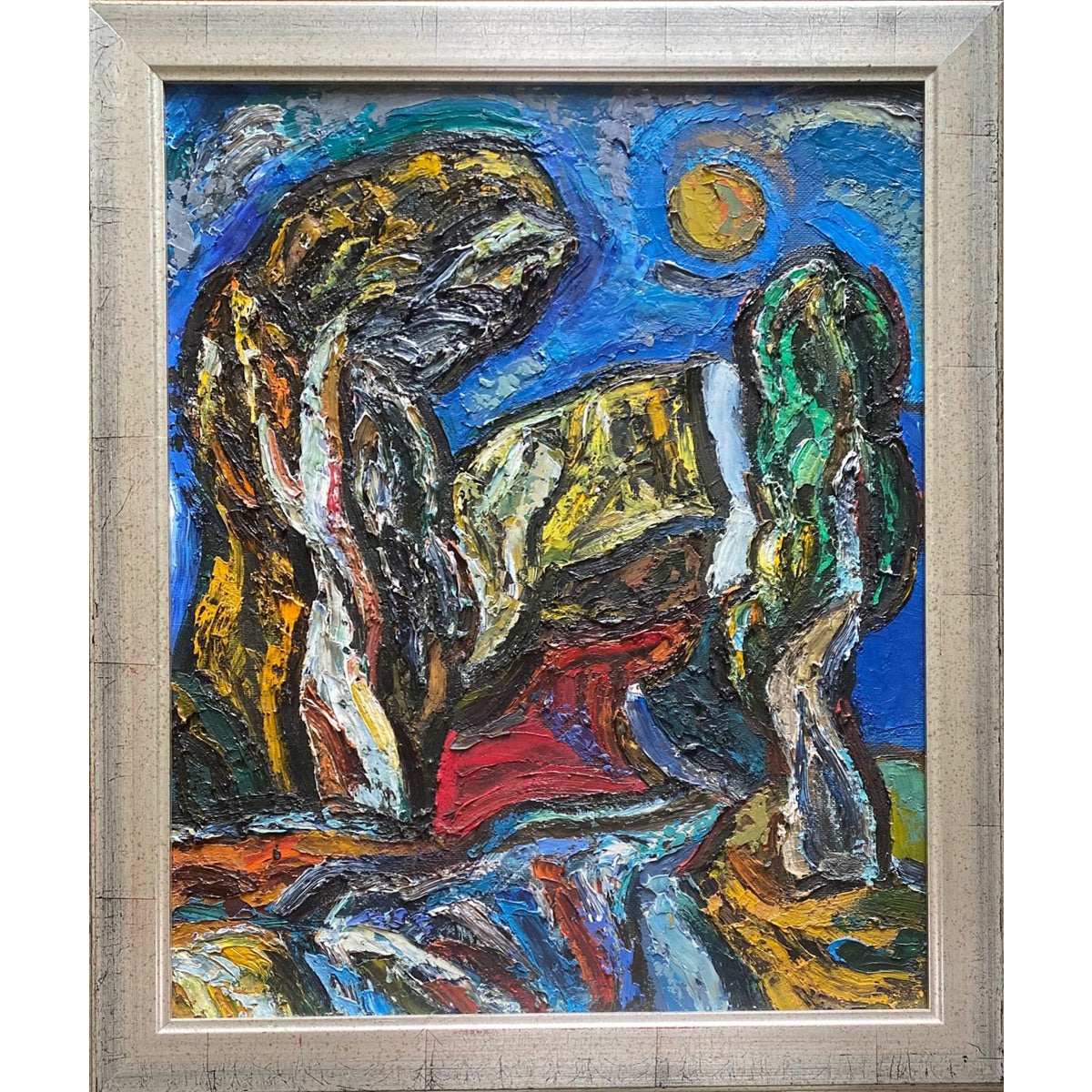 Leonardas Tuleikis | Du seni medžiai, 1990 | Aliejus, kartonas, 61x50