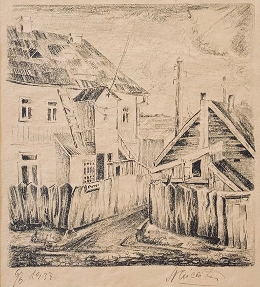 Adolfas Vaičaitis | Vilniaus gatvė, 1937 | Linoraižinys, 6/6, 26x23,5 (44x42,5)
