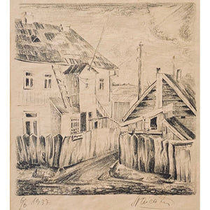 Adolfas Vaičaitis | Vilniaus gatvė, 1937 | Linoraižinys, 6/6, 26x23,5 (44x42,5)