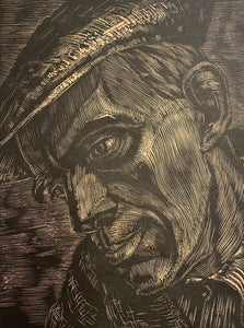 Adolfas Vaičaitis<br>Vyras su kepure, 1938<br>Medžio raižinys, 19,5x15,5 (32x27)