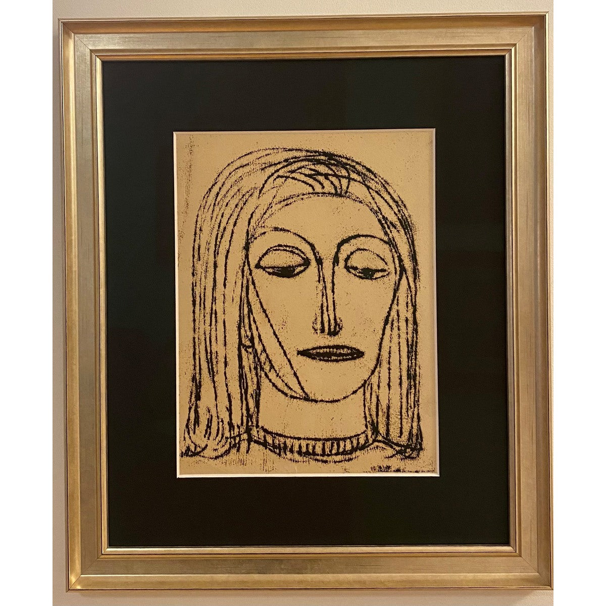 Teodoras Kazimieras Valaitis | Moters portretas, XX a. 7 deš. | Popierius, monotipija (Vienetinis egz.), 37x28 (59x50)