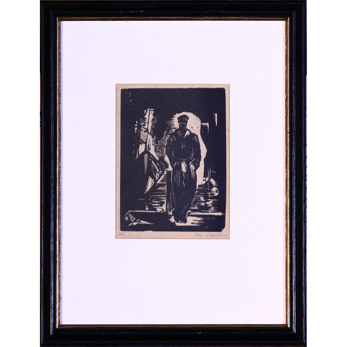 Telesforas Valius | Prieplaukoje, 1936 | Medžio raižinys popierius, 11x8 (26,4x20,4)