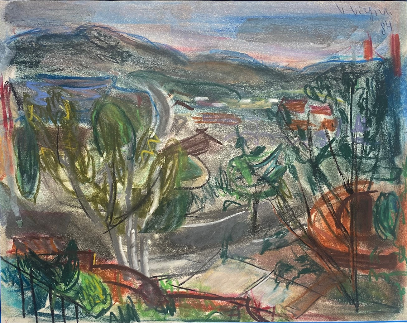 Viktoras Vizgirda | Peizažas (Kalifornija), 1984 | Pastelė, popierius, 27x35 (43x51)