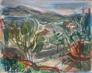 Viktoras Vizgirda<br>Peizažas (Kalifornija), 1984<br>Pastelė, popierius, 27x35 (43x51)