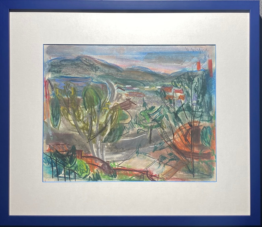 Viktoras Vizgirda<br>Peizažas (Kalifornija), 1984<br>Pastelė, popierius, 27x35 (43x51)